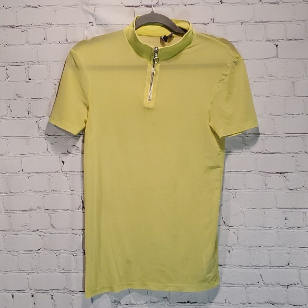 asos lime green quarter zip mesh top